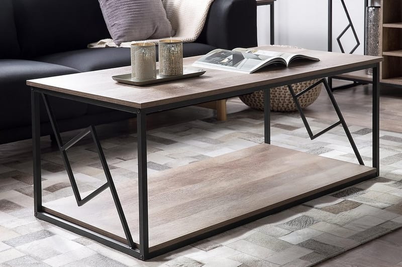 Forresa Sofabord 120 cm med Opbevaring Hylde - Mørkebrun/Sort - Møbler - Borde - Sofabord