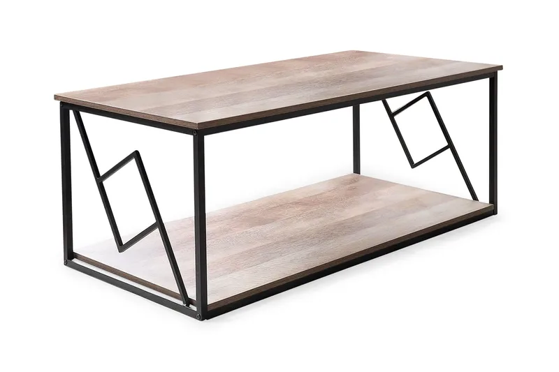 Forresa Sofabord 120 cm med Opbevaring Hylde, Mørkebrun/Sort