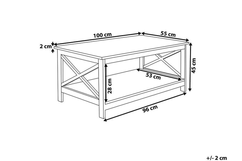 Fostia Sofabord 100 cm med Opbevaring Hylde - Hvid - Møbler - Borde - Sofabord