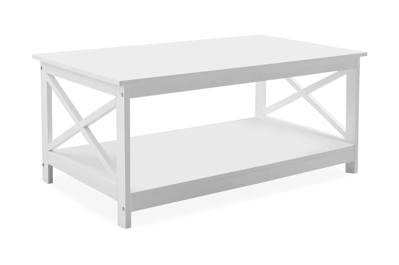 Fostia Sofabord 100 cm med Opbevaring Hylde - Hvid - Møbler - Borde - Sofabord