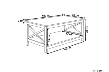 Fostia Sofabord 100 cm med Opbevaring Hylde - Hvid - Møbler - Borde - Sofabord
