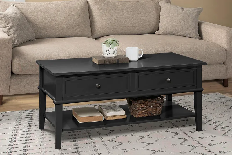 Franklin Sofabord 105 cm med Opbevaring Hylde + 2 Skuffer So - Dorel Home - Møbler - Borde - Sofabord - Sofabord med opbevaring