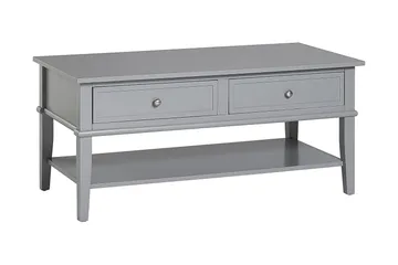 Franklin Sofabord 105 cm med Opbevaring Hylde + 2 Skuffer Gr - Dorel Home - Møbler - Borde - Sofabord - Sofabord med opbevaring
