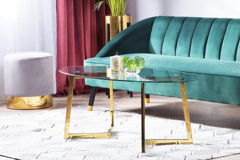 Frechen Sofabord 120 cm - Glas/Guld - Møbler - Borde - Sofabord
