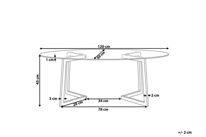 Frechen Sofabord 120 cm - Glas/Guld - Sofabord