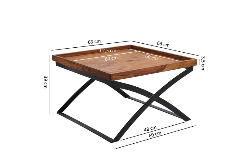 Frederik Sofabord 63 cm - Massivt Træ/Sort - Møbler - Borde - Sofabord