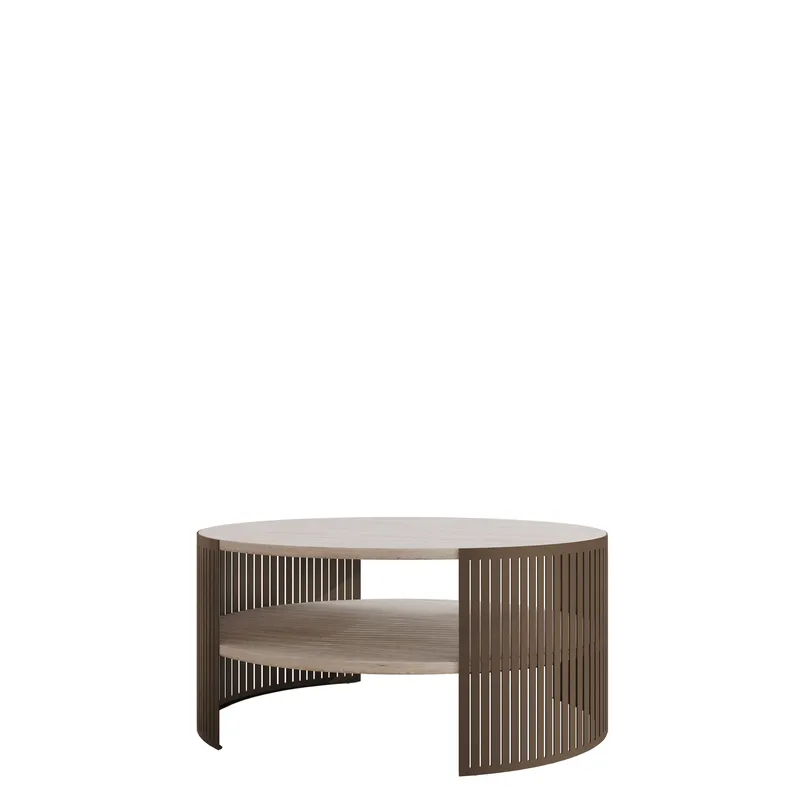 Friend Sofabord 75 cm Rundt, Brun|beige
