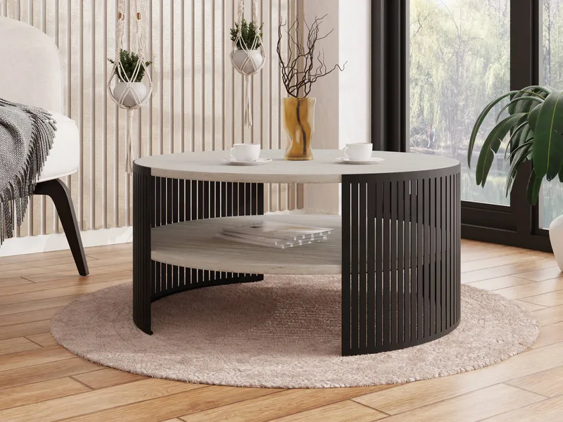 Friend Sofabord 75 cm Rundt - Sort|beige - Møbler - Borde - Sofabord