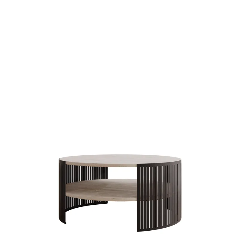 Friend Sofabord 75 cm Rundt, Sort|beige