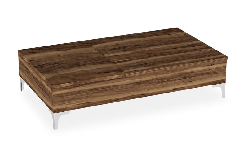 Furny Home Sofabord 121 cm Hæve/Sænke med Opbevaring - Valnøddebrun - Sofabord