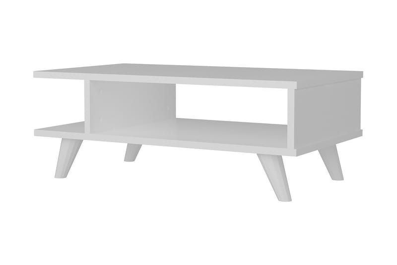 Furny Home Sofabord 80 cm med Opbevaring Hylde - Hvid - Sofabord