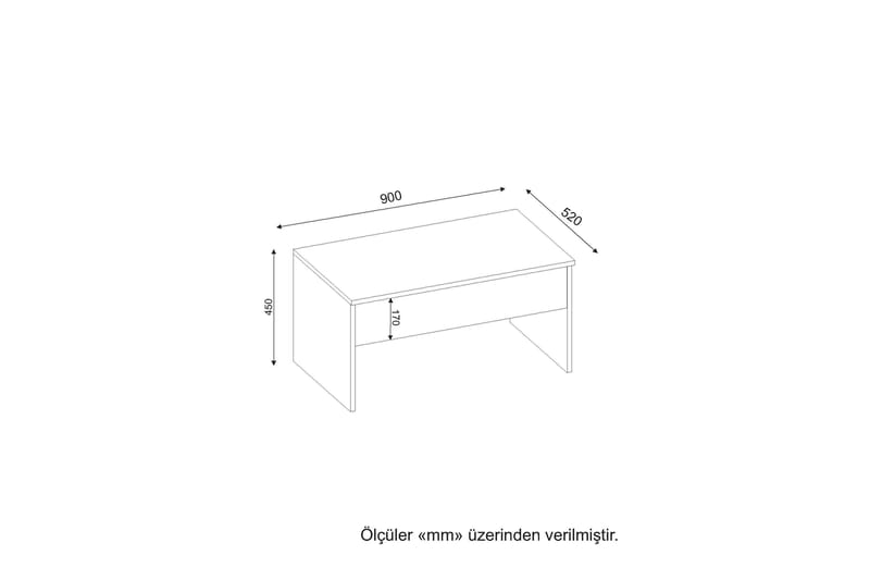 Furny Home Sofabord 90 cm Hæve/Sænke med Opbevaring - Hvid - Sofabord