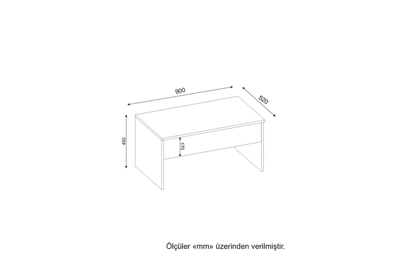 Furny Home Sofabord 90 cm Hæve/Sænke med Opbevaring - Hvid - Møbler - Borde - Sofabord