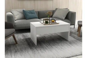 Furny Home Sofabord 90 cm Hæve/Sænke med Opbevaring - Hvid - Møbler - Borde - Sofabord