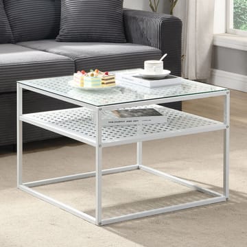 Galaro sofabord 60 cm - Transparent og mat hvid - Møbler - Borde - Sofabord - Sofabord med opbevaring