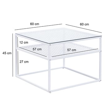Galaro sofabord 60 cm - Transparent og mat hvid - Møbler - Borde - Sofabord - Sofabord med opbevaring