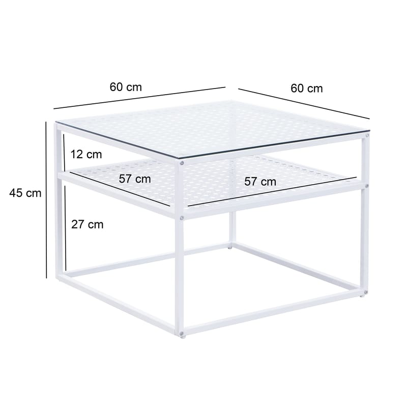 Galaro sofabord 60 cm - Transparent og mat hvid - Møbler - Borde - Sofabord - Sofabord med opbevaring
