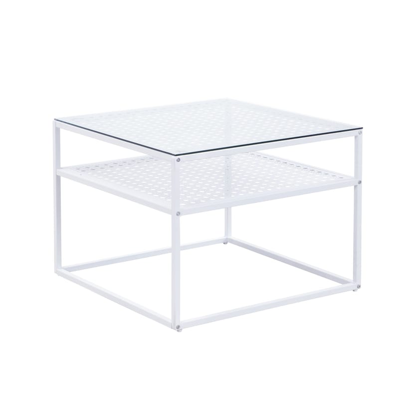 Galaro sofabord 60 cm - Transparent og mat hvid - Møbler - Borde - Sofabord - Sofabord med opbevaring