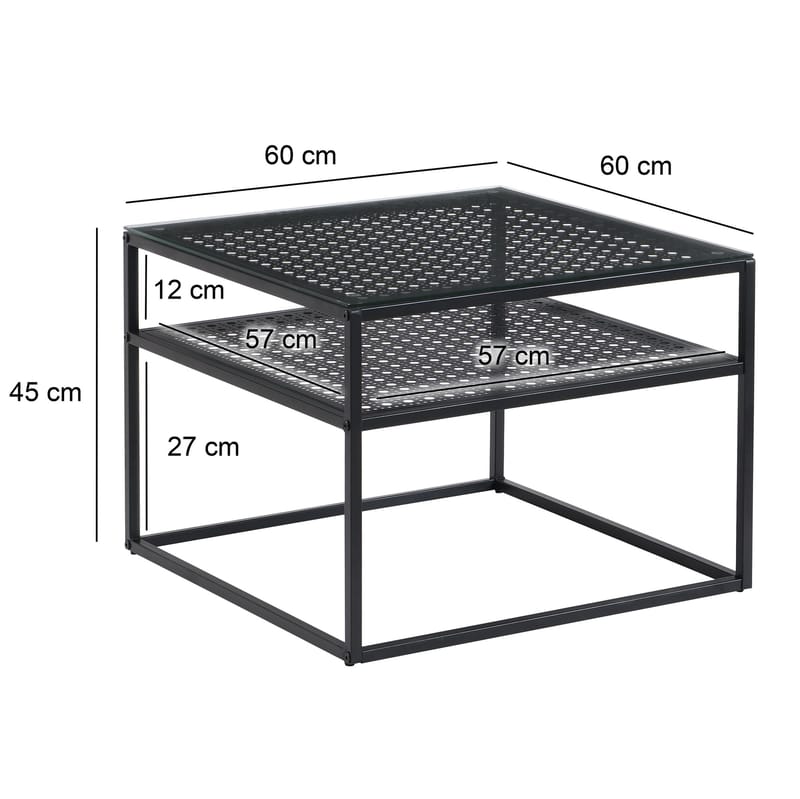 Galaro sofabord 60 cm - Transparent og matsort - Møbler - Borde - Sofabord - Sofabord med opbevaring