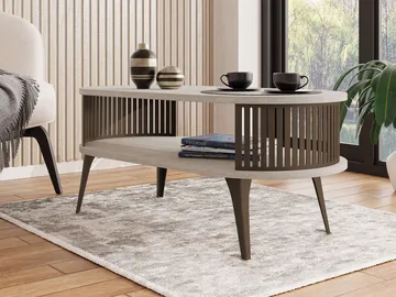 Galia Sofabord 100 cm Ovalt - Beige|brun - Møbler - Borde - Sofabord