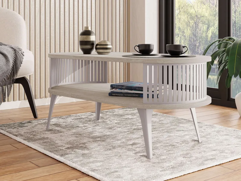 Galia Sofabord 100 cm Ovalt - Beige|brun - Møbler - Borde - Sofabord