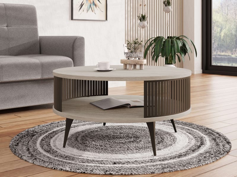 Galia Sofabord 75 cm Rundt - Beige|brun - Møbler - Borde - Sofabord