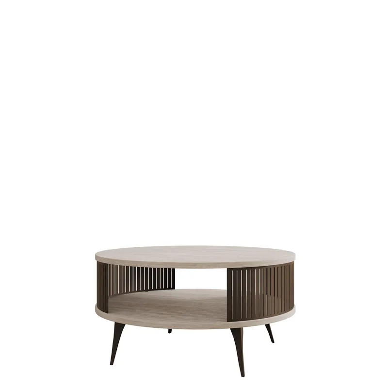 Galia Sofabord 75 cm Rundt, Beige|brun
