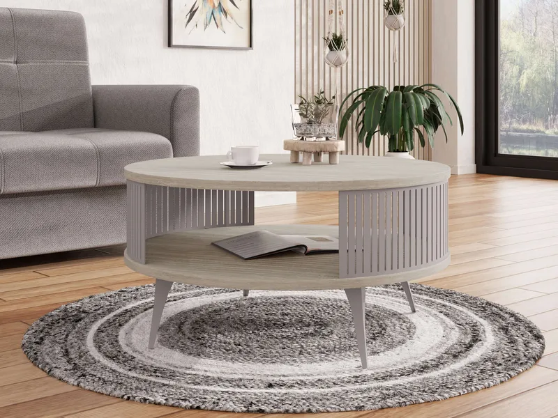 Galia Sofabord 75 cm Rundt - Beige|grå - Møbler - Borde - Sofabord