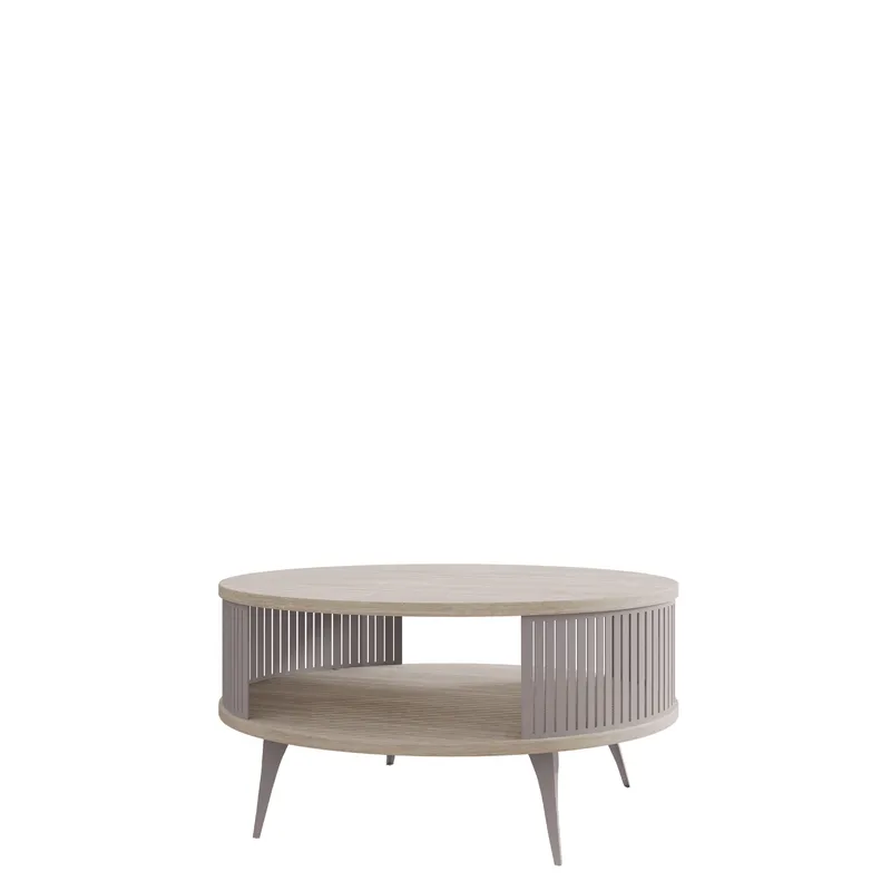 Galia Sofabord 75 cm Rundt, Beige|grå