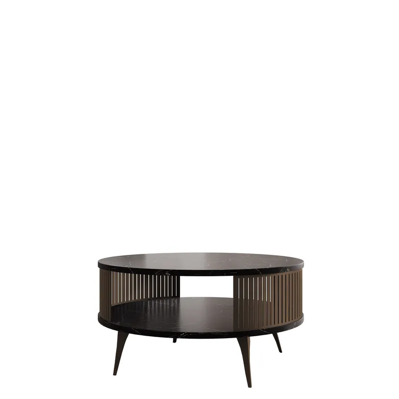 Galia Sofabord 75 cm Rundt, Sort|brun