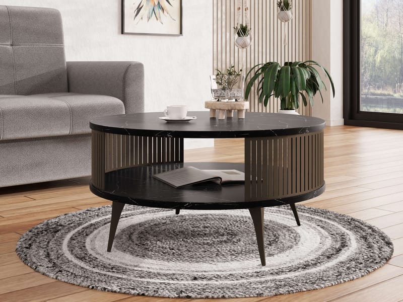 Galia Sofabord 75 cm Rundt - Sort|brun - Møbler - Borde - Sofabord