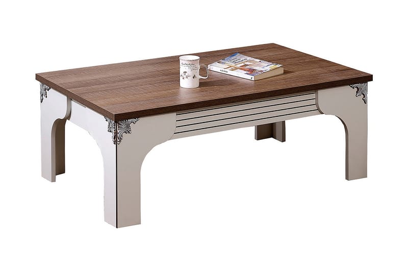 Gaszpar Sofabord 110 cm - Hvid/Valnød - Møbler - Borde - Sofabord