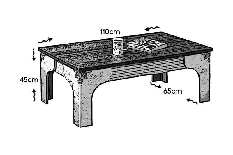 Gaszpar Sofabord 110 cm - Hvid/Valnød - Sofabord