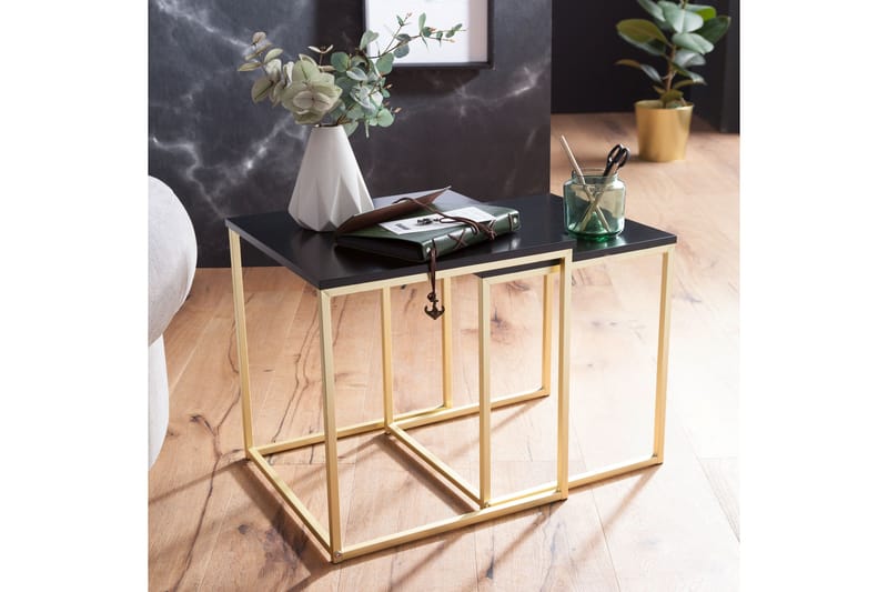 Geancarlo Indskudsbord 48 cm 2 Bord - Sort/Guld - Møbler - Borde - Sofabord