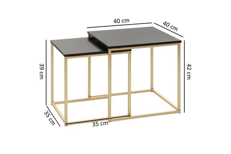 Geancarlo Indskudsbord 48 cm 2 Bord - Sort/Guld - Møbler - Borde - Sofabord