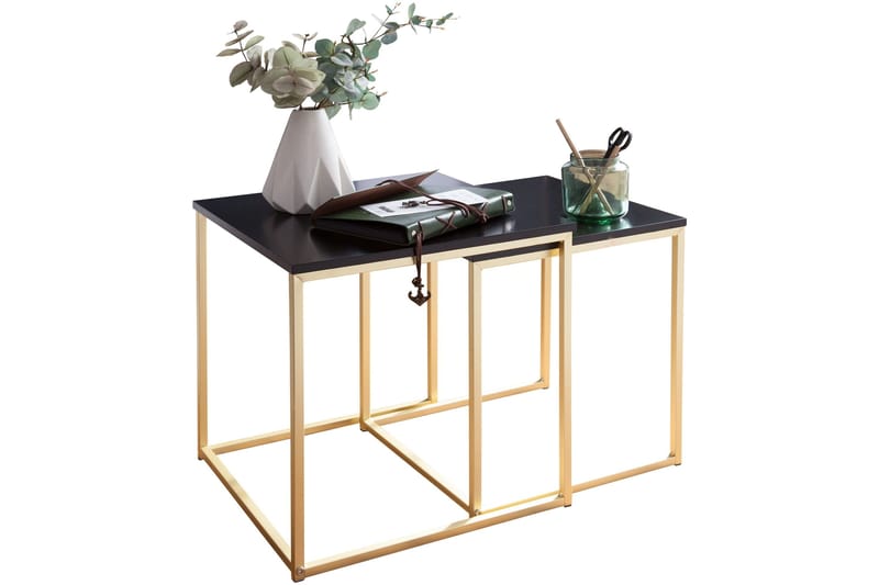 Geancarlo Indskudsbord 48 cm 2 Bord - Sort/Guld - Møbler - Borde - Sofabord