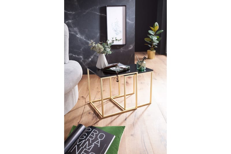 Geancarlo Indskudsbord 48 cm 2 Bord - Sort/Guld - Møbler - Borde - Sofabord
