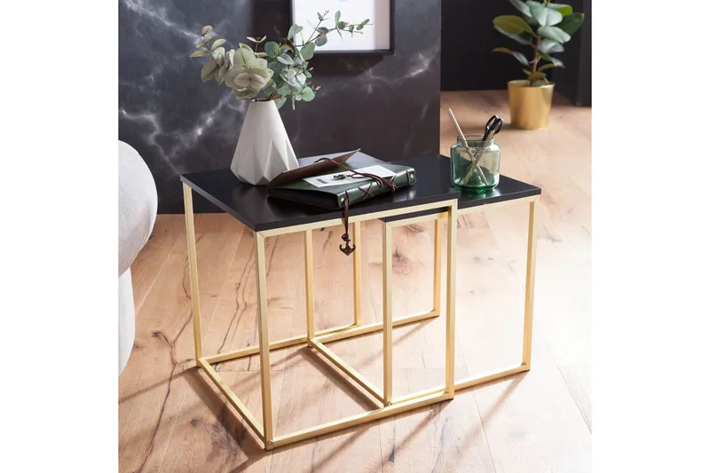 Geancarlo Indskudsbord 48 cm 2 Bord, Sort/Guld