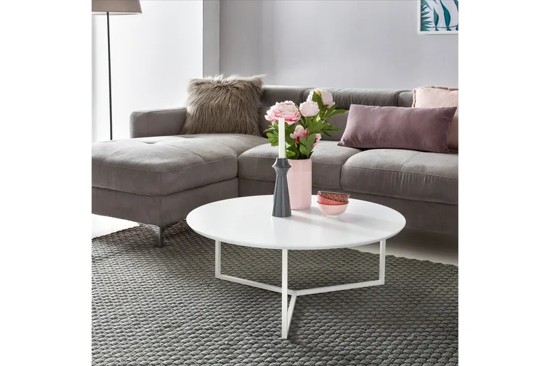 Giamanco Sofabord 80 cm Rundt - Hvid - Møbler - Borde - Sofabord