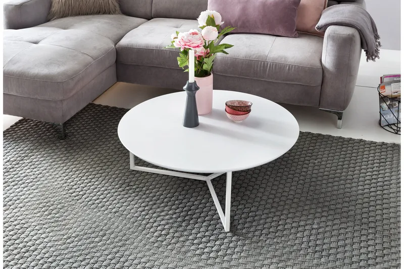 Giamanco Sofabord 80 cm Rundt, Hvid