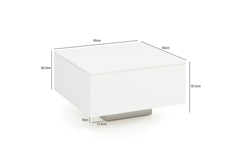 Golnick Sofabord 60 cm med Opbevaring - Hvid - Sofabord