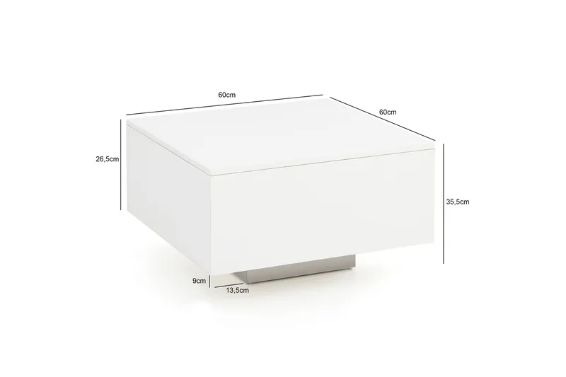 Golnick Sofabord 60 cm med Opbevaring - Hvid - Møbler - Borde - Sofabord