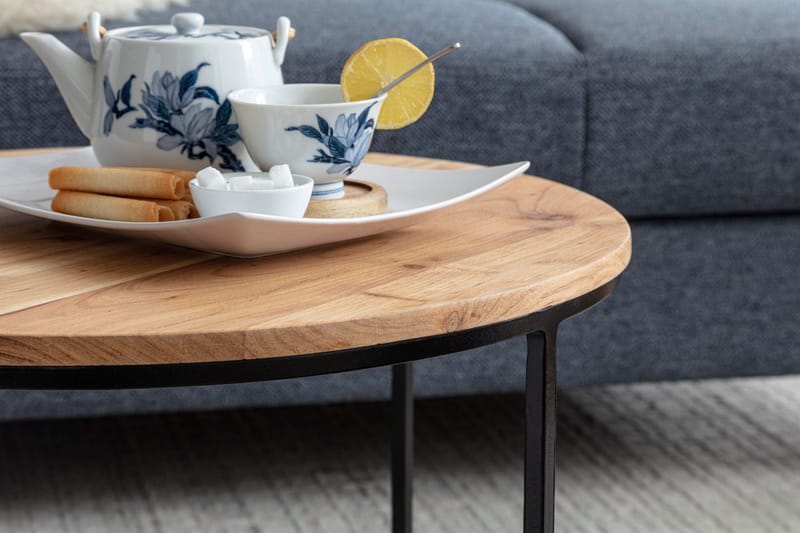 Gorizia Sofabord 60 cm Rundt - Akacie/Sort - Møbler - Borde - Sofabord