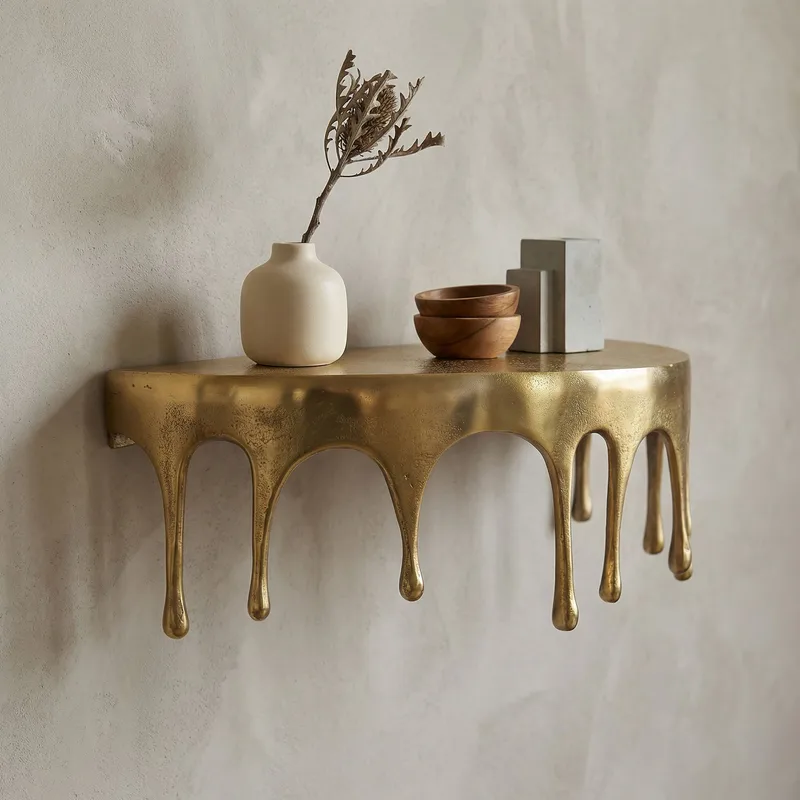 Grelan væghylde 35 cm i aluminium med dråbedesign - guld - Møbler - Borde - Sofabord - Kistebord