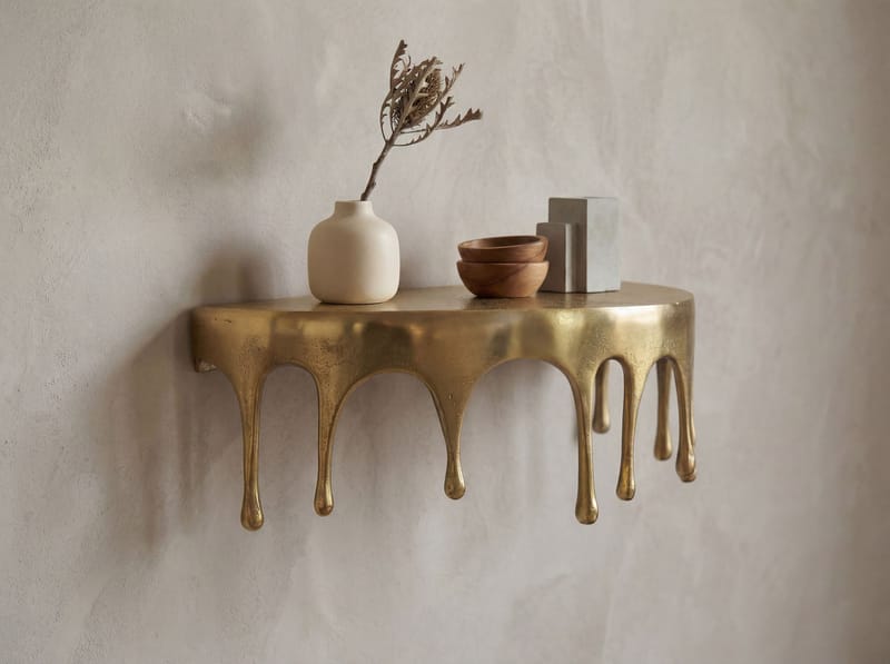 Grelan væghylde 35 cm i aluminium med dråbedesign - guld - Møbler - Borde - Sofabord - Kistebord