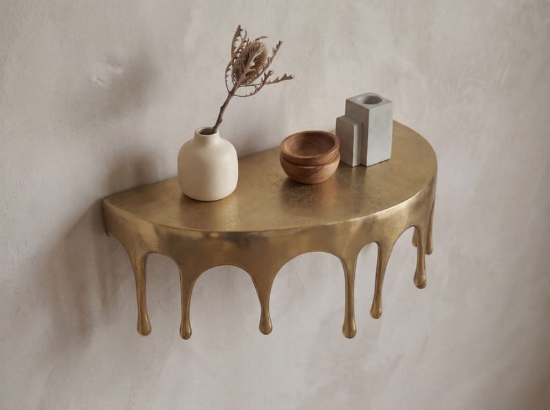 Grelan væghylde 35 cm i aluminium med dråbedesign - guld - Møbler - Borde - Sofabord - Kistebord