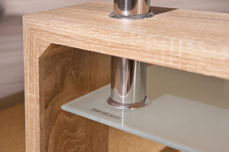 Gylle Sofabord 100 cm med Opbevaring Hylde - Glas/Hvid/Natur - Møbler - Borde - Sofabord