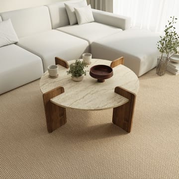 Sofabord Hanah Home Avoure (90 x 35 x 90 cm) Travertine Walnut - Travertin og valnød - Møbler - Borde - Sofabord