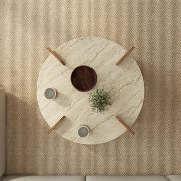 Sofabord Hanah Home Avoure (90 x 35 x 90 cm) Travertine Walnut - Travertin og valnød - Møbler - Borde - Sofabord