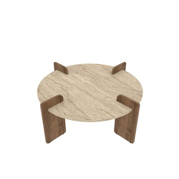 Sofabord Hanah Home Avoure (90 x 35 x 90 cm) Travertine Walnut - Travertin og valnød - Møbler - Borde - Sofabord